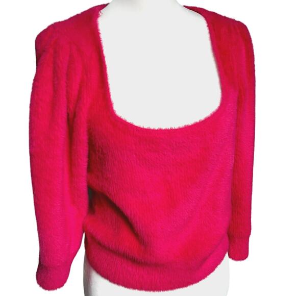 FREE PEOPLE Women's Medium Pink Moonbeam Pullover Sweater Super Soft Furry Fuzzy - Picture 3 of 10